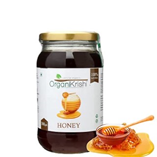 OrganiKrishi Honey | शहद 100% Natural and Pure | No preservatives, No Artificial Color | No Added Sugar | Organic Krishi Honey , 500gm in Glass Jar