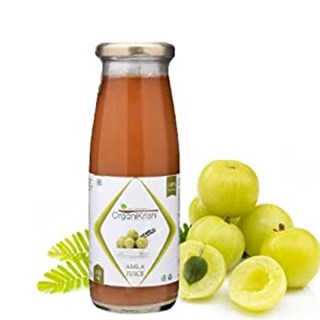 OrganiKrishi Amla Juice with Fiber in Glass Bottle | शुद्ध आंवला जूस | Best Quality | No Added Sugar and No Artificial Flavors - 450ml