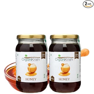 OrganiKrishi Honey Multi-Flora in Glass Bottle | शहद 100% Natural and Pure | No Artificial Color | No Added Sugar | 500gm (Pack of 2)