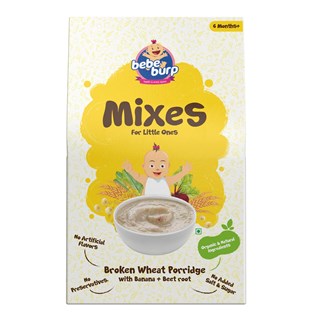 Bebe Burp Organic Baby Food Instant Mix Broken Wheat Porridge with Banana & Beetroot - 200gms