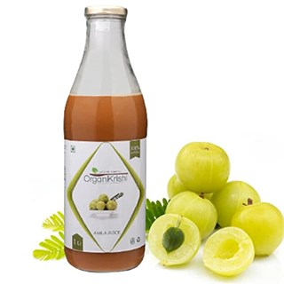 OrganiKrishi Amla Juice | शुद्ध आंवला जूस | Nellikai Amalki Juice | Immunity Boosters | Rich Source of Vitamin C | Pure, Natural | No Added Sugar, 1L in Glass Bottle