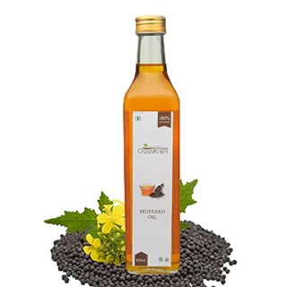 OrganiKrishi Mustard Oil for Salad Dressing |100% शुद्ध सरसों का तेल | पारम्परिक कच्ची घानी तेल | No Artificial Flavor | Organic Krishi Natural Farming Product | Glass Bottle - 410ml-410g