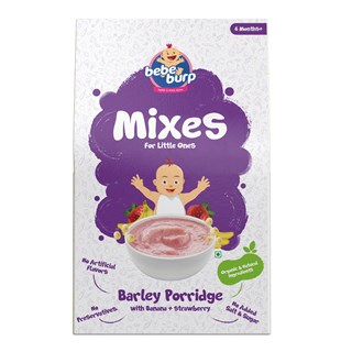 Bebe Burp Organic Baby Food Instant Mix Barley Porridge with Banana & Strawberry - 200gms