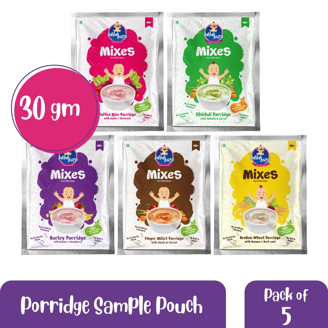 Bebe Burp Organic Baby Food Instant Mix Porridge Sample Pack Of 5 - 30 Gm Each, Buy Bebe Burp Organic Baby Food Instant Mix Porridge Sample Pack Pack Of 5 -